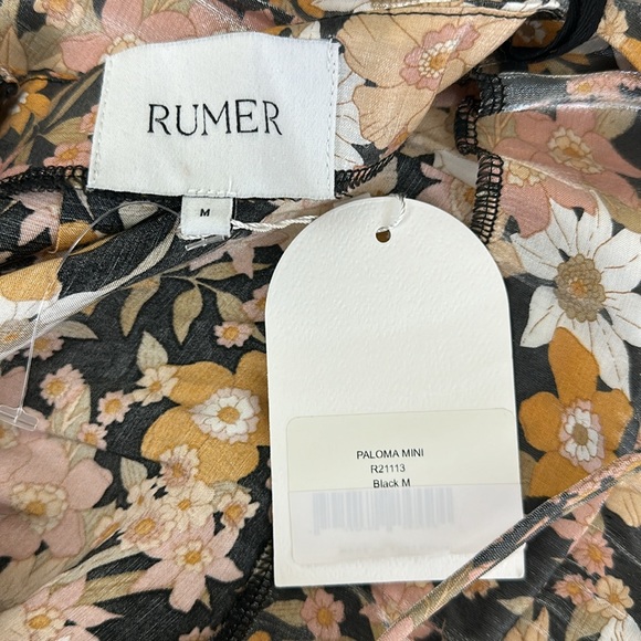 Revolve Rumer Paloma Mini Dress Black ShimmerFloral design Open Back Ruched Top - Picture 11 of 12